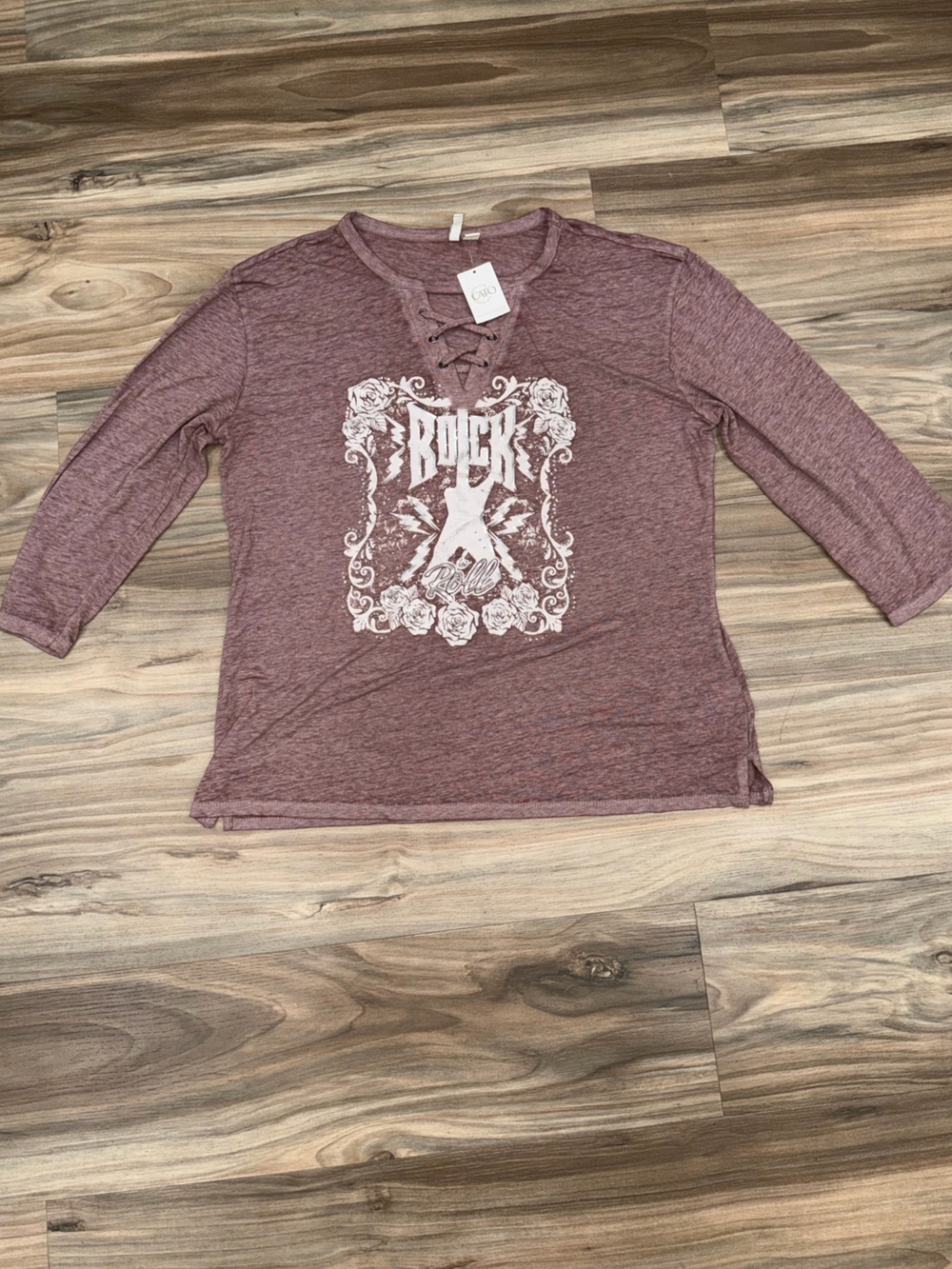 Cato Mauve Lace-Up Pullover Top